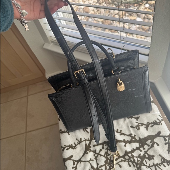 Coach Black Leather Satchel with Gold Lock - Picture 4 of 4